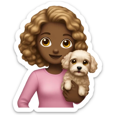 Girl holding maltipoo  sticker