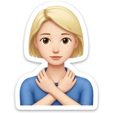 A person with the arms across their neck sticker