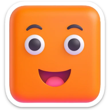 bright orange square emoji face with a very surprised expression sticker