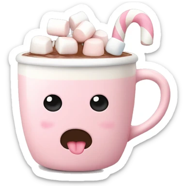 Light Pink mug of hot chocolate with marshmallows  sticker