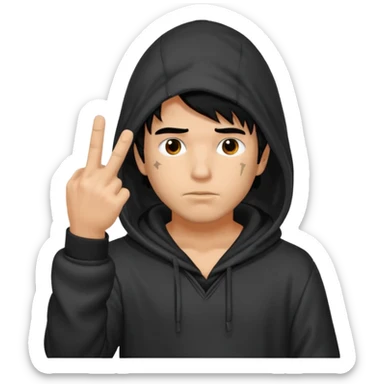 Moreno greñudo con capucha cuba la cara para el dedo del medio hombre pelo negro sticker
