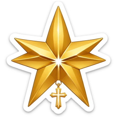 A seven pointed star with a cross inside sticker