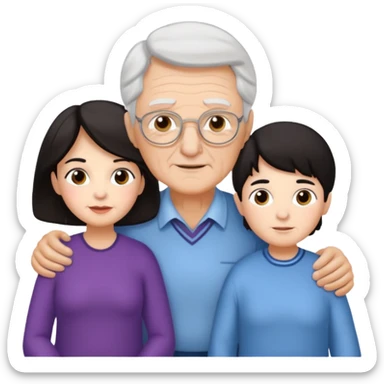 All white grandma and grandpa. The kids should have dark hair sticker