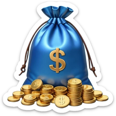 money bag on top of blue coins stack sticker