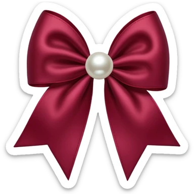 Maroon bow with hanging pearl sticker