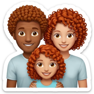 A couple with two black men and one curly redhead girl  sticker