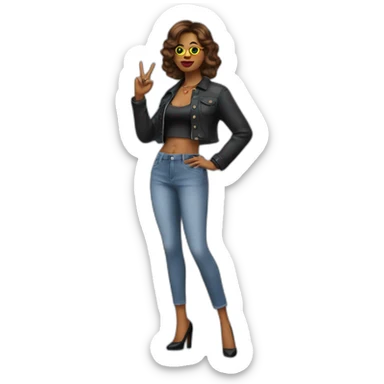 y2k trendy woman looking very hip and stylish saying no no no with her finger sticker