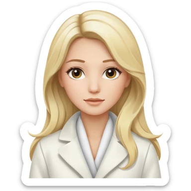 Cosmiatra en spa rubia con balayage cabello hasta la largo otro tino de rubia sticker