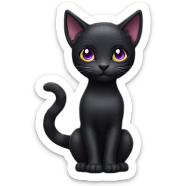 scaly black cat purple eyes tail sticker