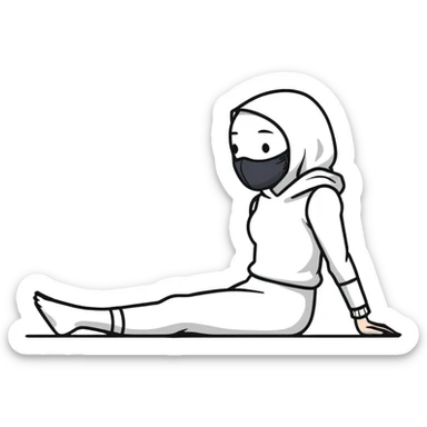 woman sitting on floor in profile view crying with face covered by arms sticker
