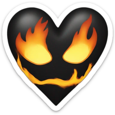 black heart on fire sticker
