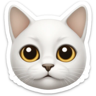 White cat with black eyebrows up to where the ears begin, with a white eyebrow up to where the ears begin, and a light brown circle at the top of the head with white hair surrounding it. sticker