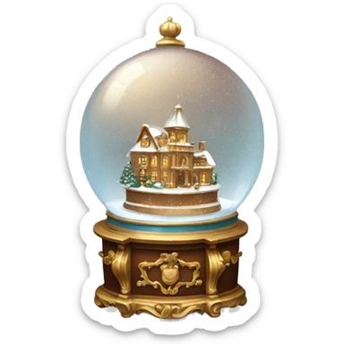 vintage bronw rococo snow globe sticker