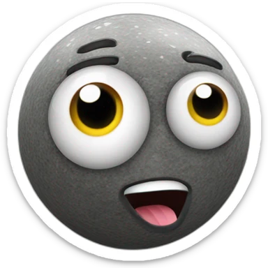 3d sphere with a cartoon diorite texture with big kind eyes sticker