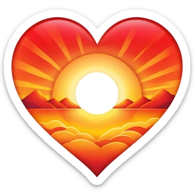 Sunrise in the shape of a heart  sticker
