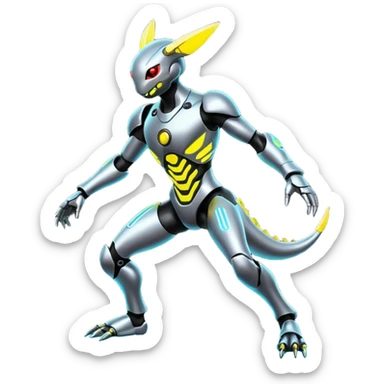 Modern Cyber Lombax-Fakémon-creature, full body sticker