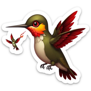 creppy demon like hummingbird sticker