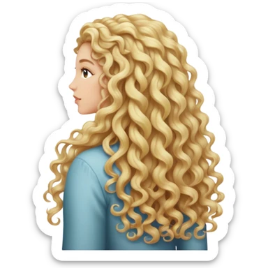 Blonde long curly hair lady from the back sticker