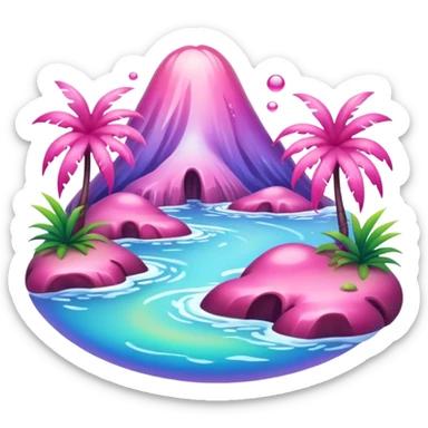 pink slop tropical landscape  sticker