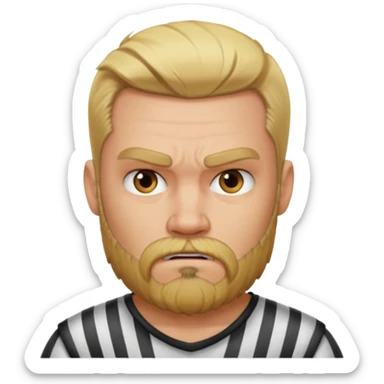 angry blonde tattooed bearded male prisoner sticker