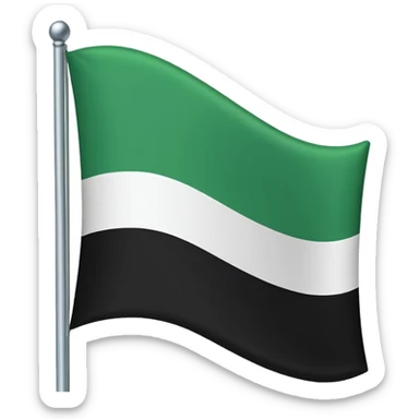 A flag that is made of three horizontal bars. The top bar is black, the middle bar is green, and the bottom bar is white. There is black text that reads “ЦГР” sticker