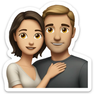 Dark haired white man hugging beautiful woman with medium tan/brown skin and short dark brown hair  sticker