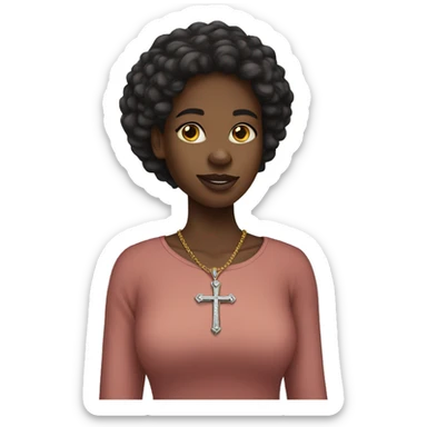 christian black female with cross necklace  sticker