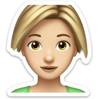 15 year old girl with brown hair and blonde highlights with straight hair and green eyes sticker