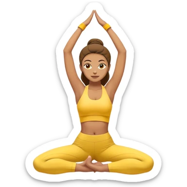 Lady wearing yellow yoga clothes doing yoga pose sticker