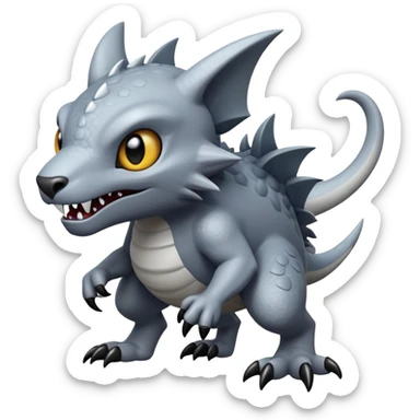 Greyish Fakémon-creature sticker