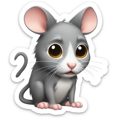 rat+ kitty crying  sticker