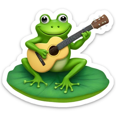 frog playing guitar on lily pad  sticker