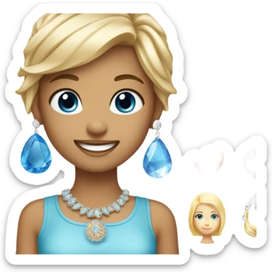 Keep this photo smiling girls with jewelry but blonde girl has blue eyes sticker