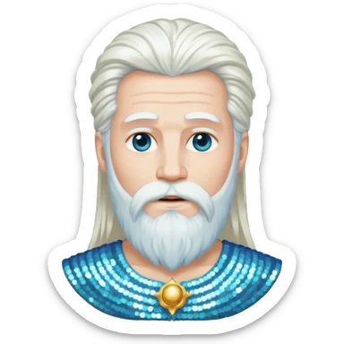 Uranus, God of Sky from Gods and Goddesses with long white hair and beard, white sequin outfit sticker