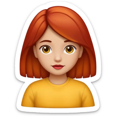 Una niña con piel de color carne y medio morena y medio morena de pelo tipo emoji sticker