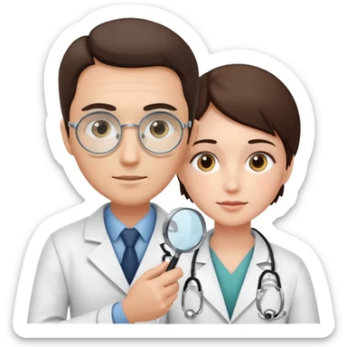 medico olhando a pele de um paciente com uma lupa sticker