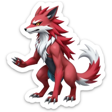  Cool Edgy Godly Digimon-Zoroark-Zeraora-Lycanroc-hybrid full body sticker