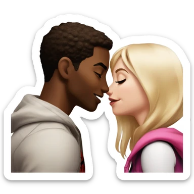Spider-Man miles morales kissing brown gwen Stacey  sticker