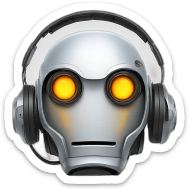 un robot avec les yeux en feu avec un casque audio sticker