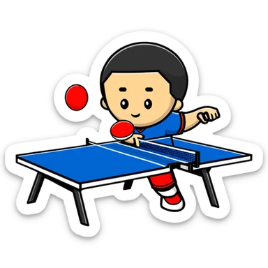 table tennis player in action sticker