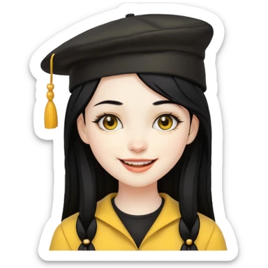 gothic girl black haired with yellow hat sticker