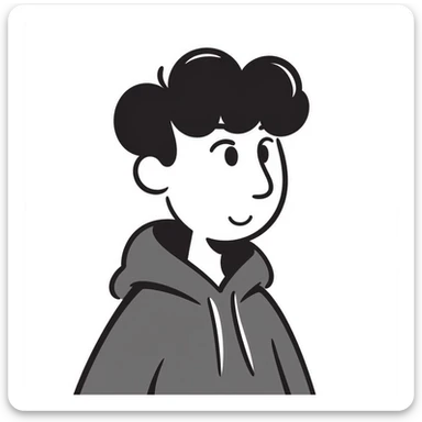 young white guy in a hoodie with wavy hair sticker