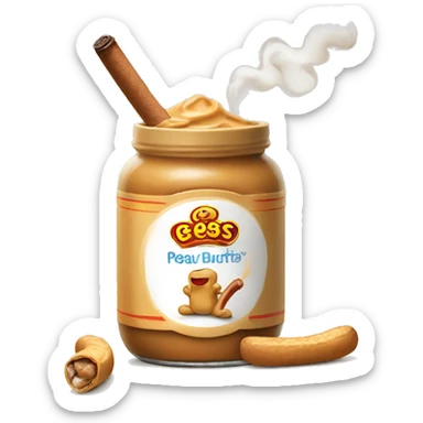 jar of peanut butter dancing smoking a cigar sticker