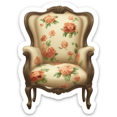 Vintage chair with flower design sticker