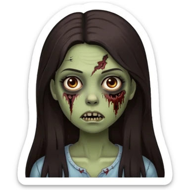 Faça uma garota com um cabelo castanho longos, muito, muito escuro, quase preto, Faça ela zumbi sticker