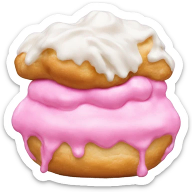 cream puff with pink icing sticker