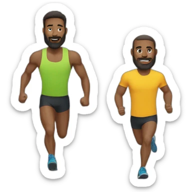 talk between two runners one tall skin with beard one tall and strong sticker