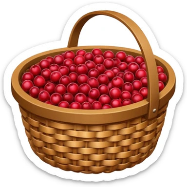 wicker basket with cranberries  sticker