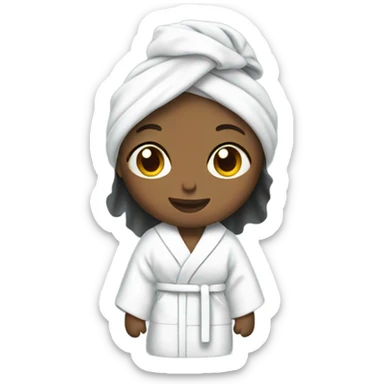 light completed girl in bath robe with hair towel sticker
