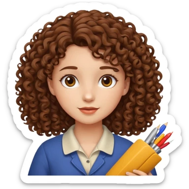 girl with curly brown hair craft sticker